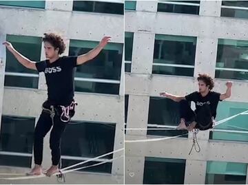 ¡Histórico! Mau Otero, primer mexicano que cruza las torres de "Pantalón" en una cuerda floja