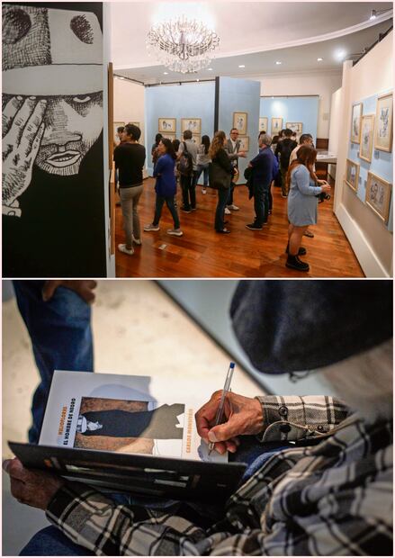 Los visitantes admiraron la obra del cartonista e hicieron fila para charlar
con él o conseguir su autógrafo. Foto: Luis Camacho | El Universal