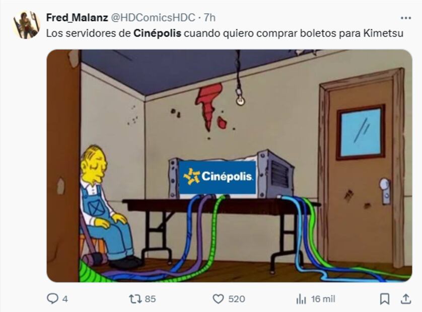 Usuarios reaccionaron en redes sociales a la saturación de la página de Cinépolis por la preventa para la película "Demon Slayer: Castillo Infinito". Foto: Captura de pantalla.
