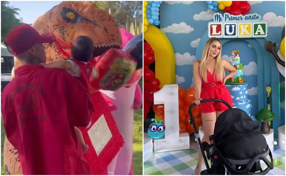 Santa Fe Klan y Maya Nazor en la fiesta de su hijo Luka.