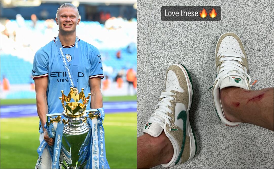 Erling Haaland con sus tenis marca Jarritos