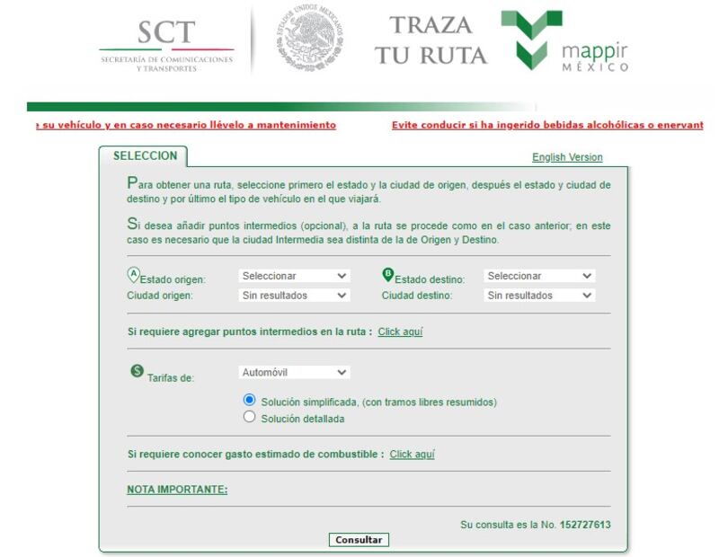 Traza tu Ruta. Foto: Captura de pantalla / EL UNIVERSAL