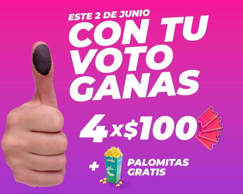 Cinépolis lanza promoción si votas el 2 de junio. Foto: Cinépolis