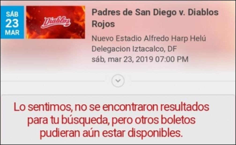 Ticketmaster vuelve a fallar en venta, ahora para juego de Diablos