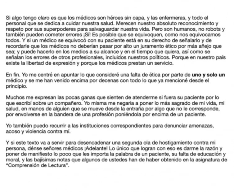 Tras sufrir negligencia médica, Atala Sarmiento denuncia acoso