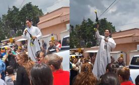 Sacerdote se vuelve viral al lanzar agua bendita con una hidrolavadora; video desata debate en redes