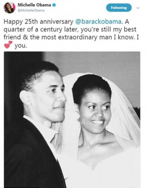 Barack Obama declara su amor a Michelle, en su 25 aniversario 