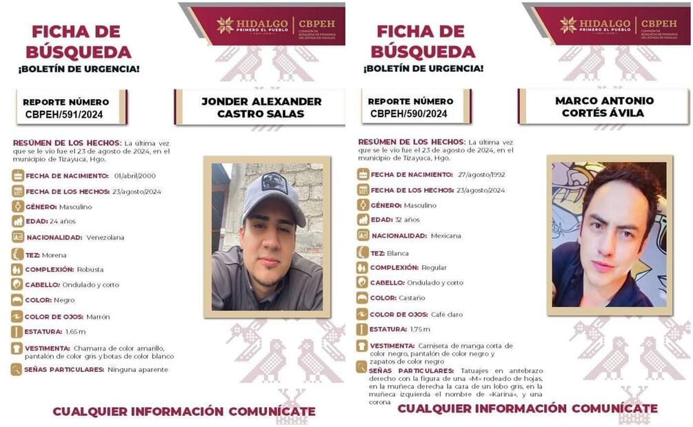 Jonder Alexander de 24 años de edad, de nacionalidad venezolana, así como de Marco Antonio de 32 años de edad fueron encontrados sin vida en Edomex. Foto: Especial