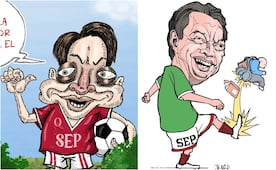 Entre balones y aulas vacías; cartones se mofan de la SEP y Mario Delgado por el Mundial 2026