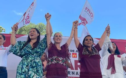 Sheinbaum encabeza mitin de campaña de Mara Lezama, candidata de Morena a gubernatura de Quintana Roo