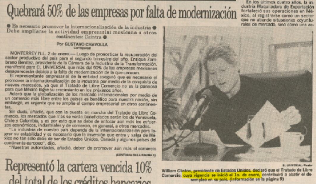 Así se vivieron los primeros días del TLC en 1994