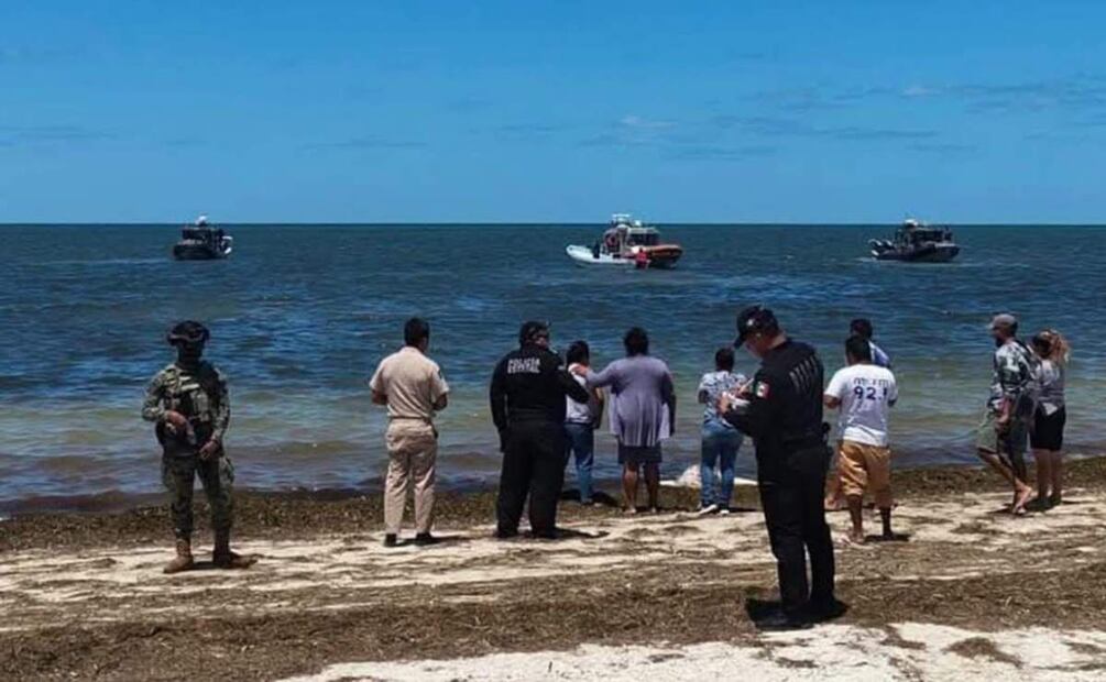 Operativo de búsqueda donde hallan cadáver de joven buzo en playas de Santa Clara, Yucatán (09/04/2025). Foto: Especial