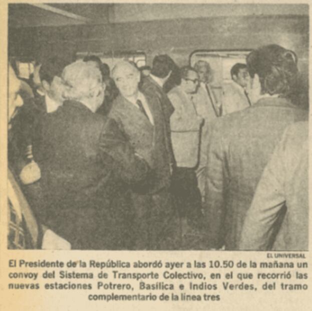 Menos de dos minutos de espera, la novedad con la que se inauguró en 1976 el tramo Indios Verdes-La Raza de la línea 3 del metro