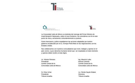 Comunidad judía en México se deslinda de Netanyahu