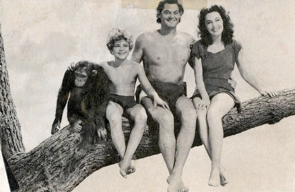 En su mejor momento, el estrellato de las películas de Tarzán era tal que él, Chita, Boy y Jane (de izq. a der.) eran la familia perfecta. Foto: ESPECIAL.