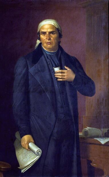 Retrato de José María Morelos y Pavón pintado por Francisco de Paula Sánchez. Fue realizado en 1890, se recrea la estampa del Siervo de la Nación a partir de una pintura de Petronilo Monroy de 1865. Esa obra fue encomendada por Santiago Rebull, a solicitud de Maximiliano de Habsburgo, para la galería de héroes nacionales del Palacio Imperial, hoy Palacio Nacional. Foto: Sitio web 3 museos/ Especial.