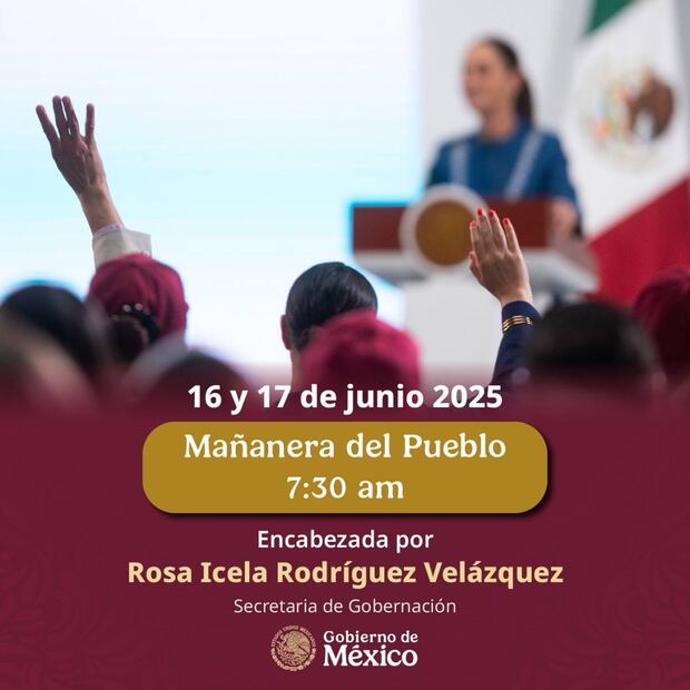 Sheinbaum anuncia cambios en mañanera del lunes 16 y martes 17 por viaje al G7 en Canadá. Foto: Presidencia