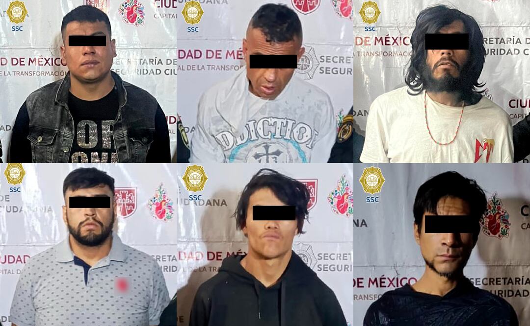 Hombres detenidos por venta de narcóticos a menores de edad en la alcaldía Venustiano Carranza de la CDMX (23/07/2025). Foto: Especial