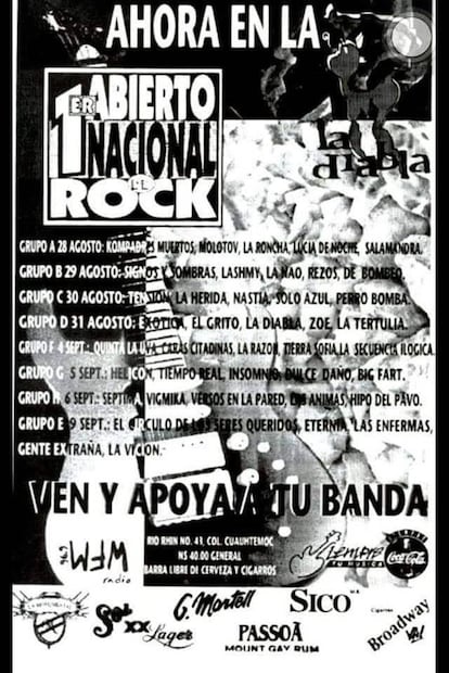En el Primer Abierto Nacional de Rock que organizó La Diabla se dieron cita formaciones como Insomnio, Vigmika, Zoe, Molotov, Eternia, Salamandra y más, muchas más. ESPECIAL.