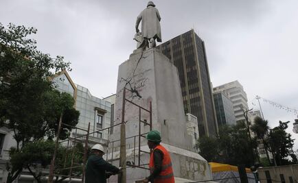 Restauran estatua de Colón atacada en La Paz