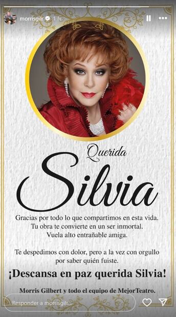 Morris Gilbert, productor teatral, lamenta el fallecimiento de la primera actriz Silvia Pinal.
Foto: Instagram