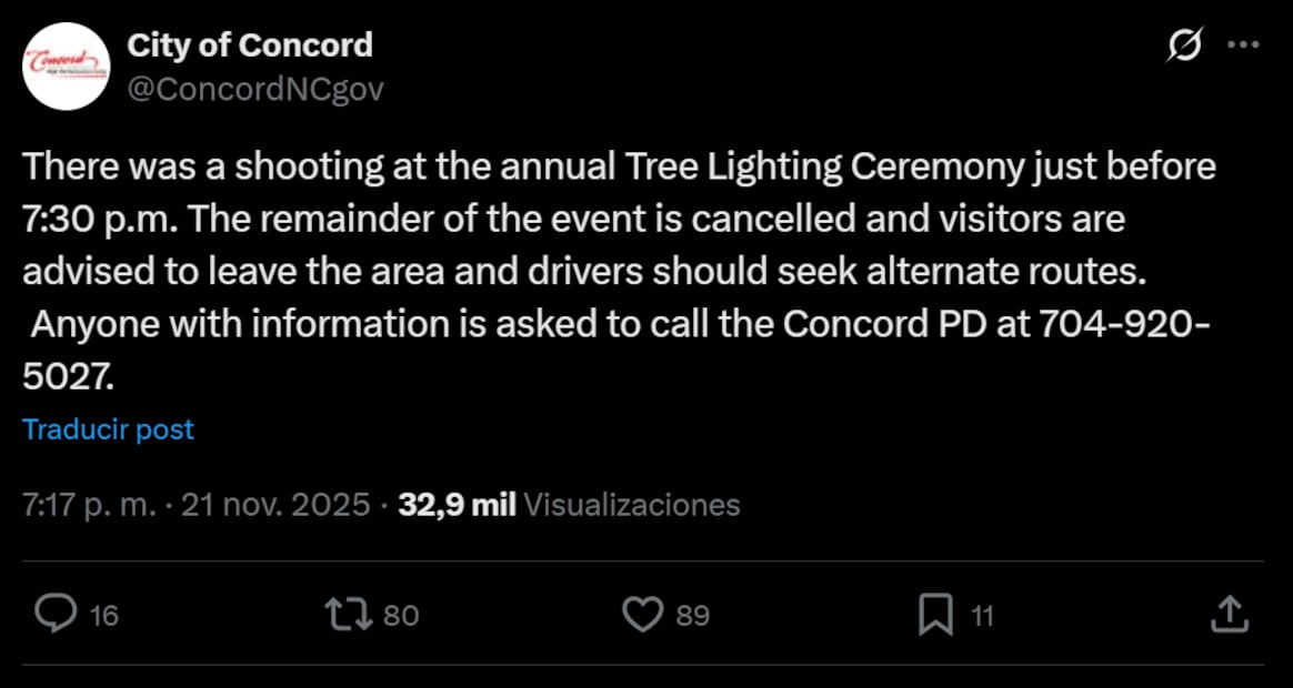 La ciudad de Concord a través de su cuenta de X. Foto: captura de pantalla