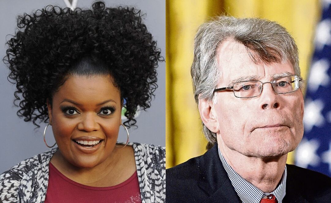 Yvette Nicole Brown  y Stephen King.  Foto: REUTERS/Gus Ruelas /Olivier Douliery/ABACAPRESS.COM/ Archivo El Universal 