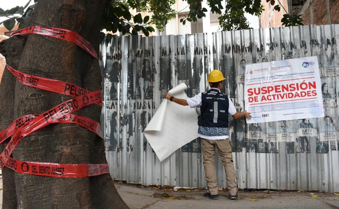 Suspenden obra ilegal en alcaldía Benito Juárez. | Foto: Especial.