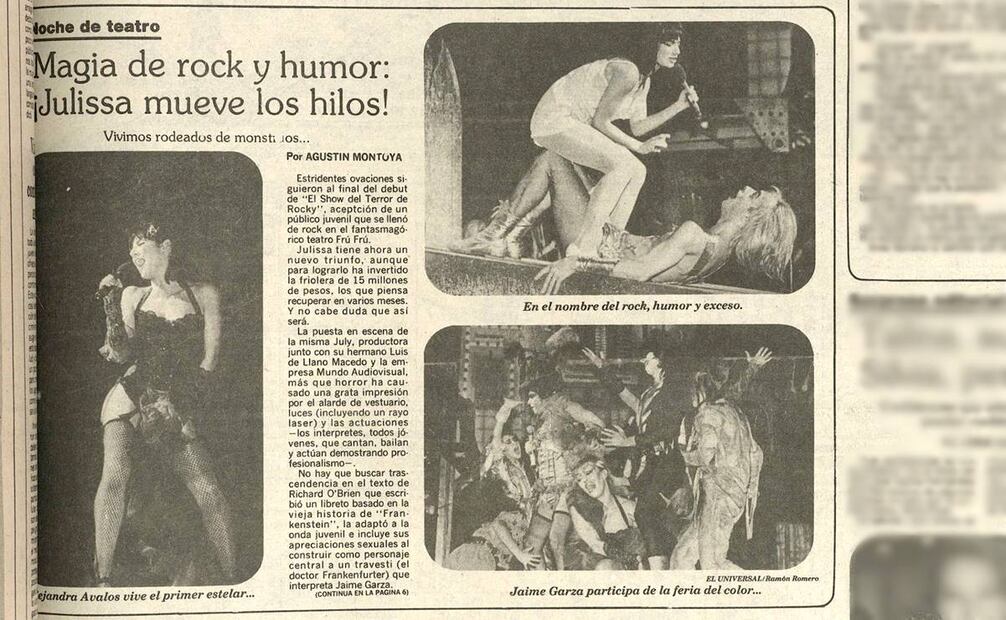 Más que la película, fue la producción de Julissa lo que ganó el corazón del público mexicano para el "Show del Terror de Rocky". Hemeroteca EL UNIVERSAL.