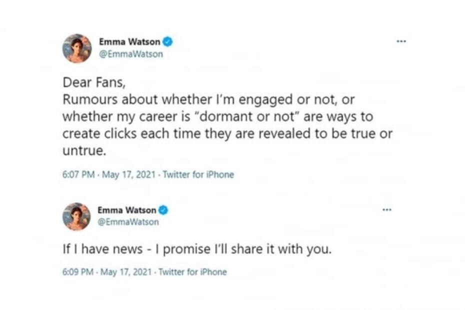 Emma Watson reaparece y rompe el silencio sobre su vida privada  