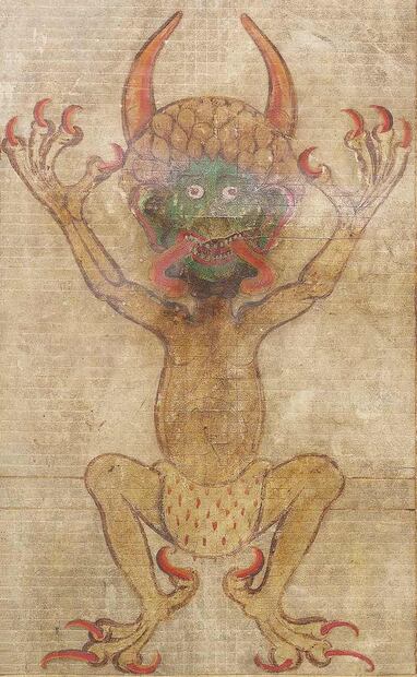 Representación del Diablo en el Códex Gigas, siglo XIII. Foto: Wikimedia Commons.