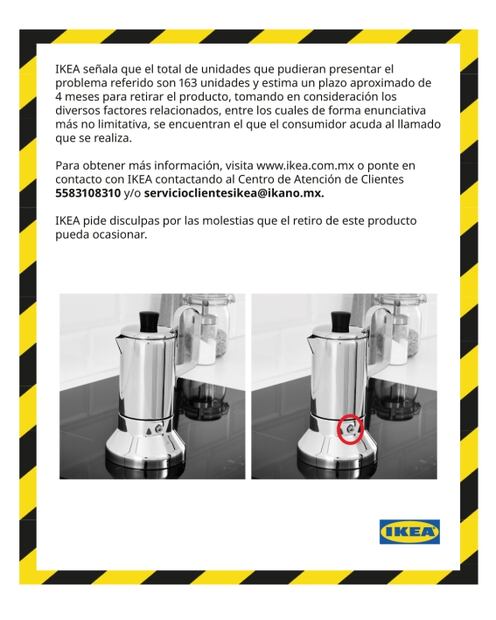 ALERTA. ¿Tienes esta cafetera de IKEA? La empresa llama a dejar de usarla porque "puede reventar"