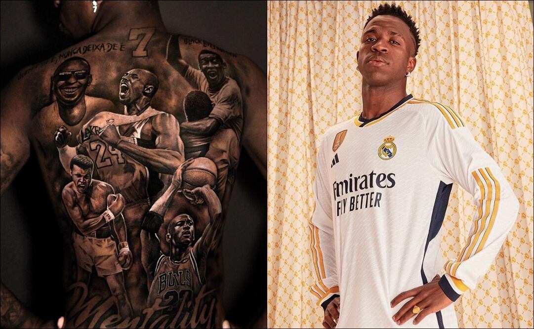 Vinícius Júnior honra a Pelé, Michael Jordan, Muhammad Ali y Kobe Bryant con tatuaje / FOTO: ESPECIAL