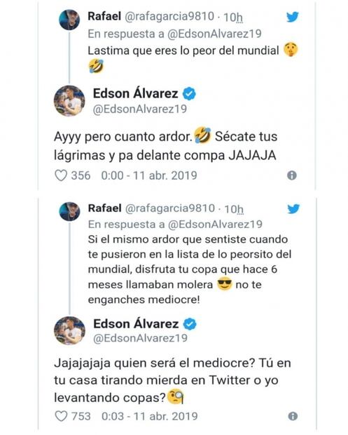 Edson Álvarez se pelea con aficionado en twitter