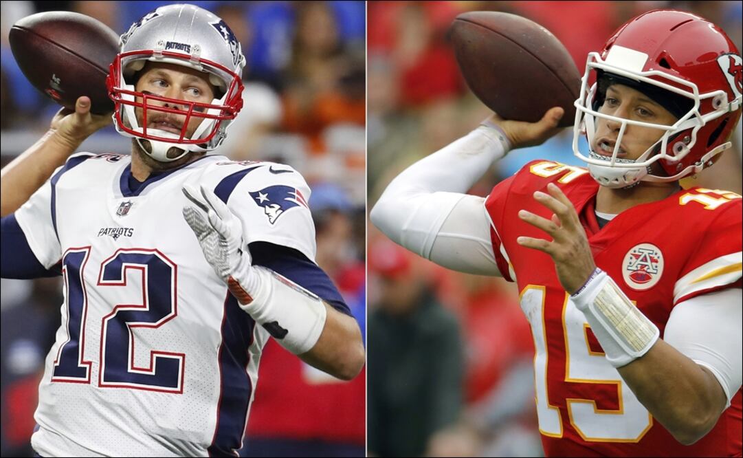 Tom Brady y Patrick Mahomes. Foto: AP