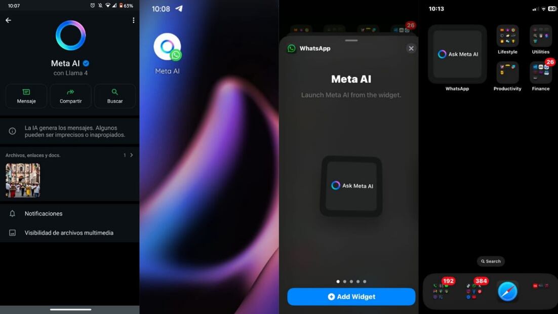 Crea un acceso directo a Meta AI  de WhatsApp en tus dispositivos Android o iOS. Foto: Captura de pantalla