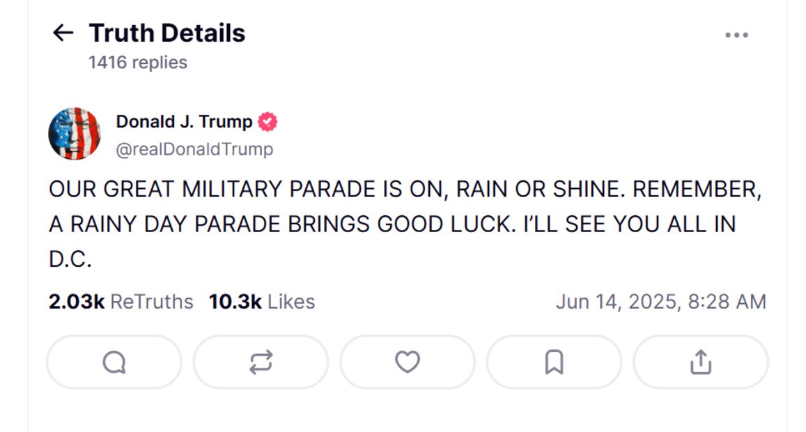 Donald Trump a través de su red Truth Social. Foto: captura de pantalla