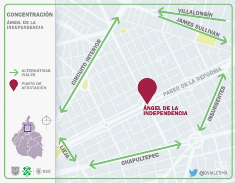 Marchan taxistas desde diversos puntos hacia el Ángel de la Independencia