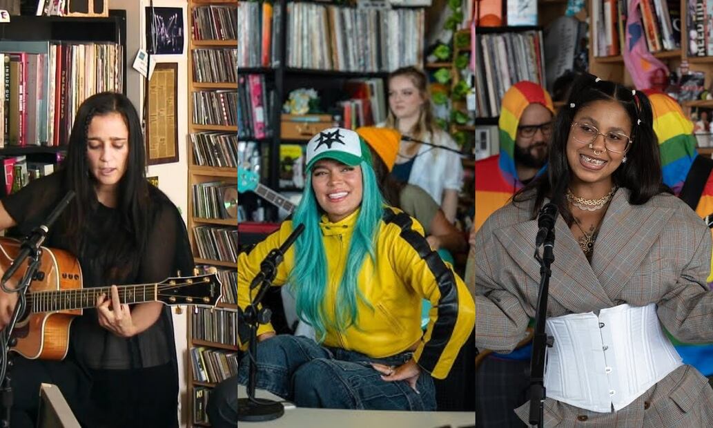 Julieta Venegas, Karol G y Tokischa en Tiny Desk by NPR. Foto: Capturas Youtube NPR Music