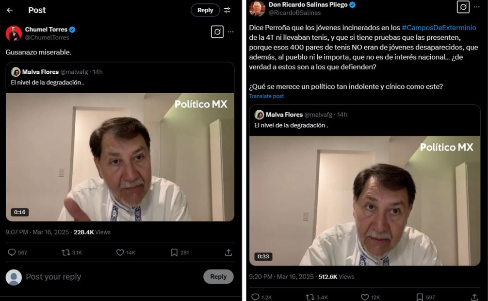 Sus declaraciones desataron una ola de críticas en redes sociales, donde figuras como el empresario Ricardo Salinas Pliego y el comunicador Chumel Torres expresaron su rechazo ante la postura del senador.
Foto: El Universal