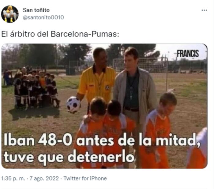 Los memes de la derrota de Pumas ante el Barcelona