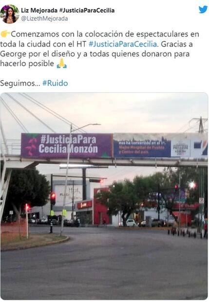 Colocan espectaculares en Puebla pidiendo justicia para Cecilia Monzón