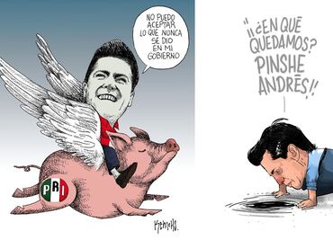 6 cartones de la prensa nacional que ilustran el caso Pegasus con Peña Nieto; de Kemchs a Chavo del Toro