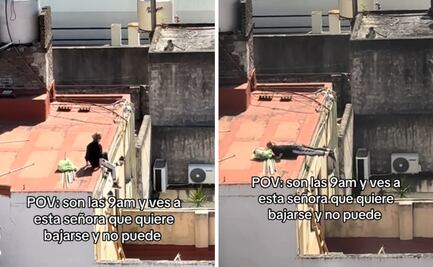 Mujer queda atrapada en azotea por más una hora y policía interviene; video se viraliza en TikTok