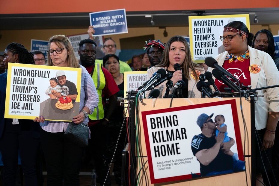 Jennifer Vasquez Sura, esposa de Kilmar Abrego García, quien fue deportado por error a El Salvador. Foto: Archivo/AP