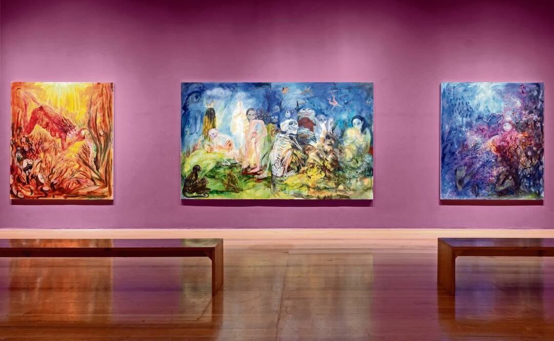 Lucía Vidales presenta las pinturas Alimañas de noche, Alimañas de conjuro, Alimañas de carroña y Antes de morirme. Foto: Museo Marco