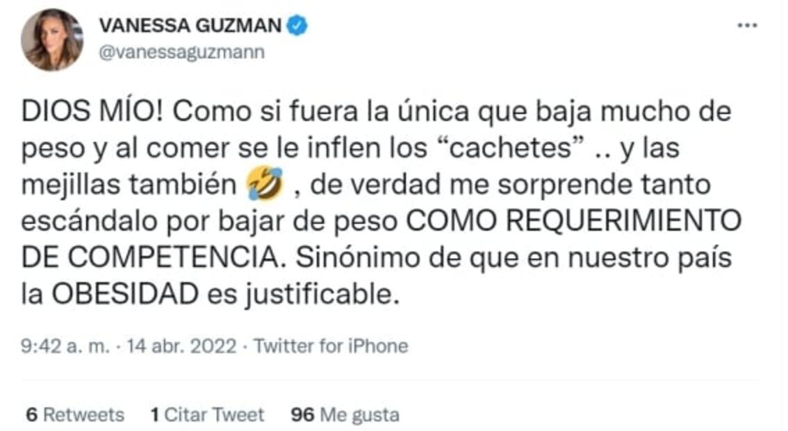 A pesar de sus músculos, Vanessa Guzmán estaría dispuesta a interpretar a "una gorda"