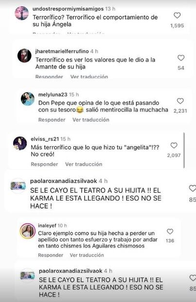 En las redes sociales de Pepe Aguilar se leer comentarios en contra de Ángela y Nodal tras las declaraciones de Cazzu, la ex del cantante.