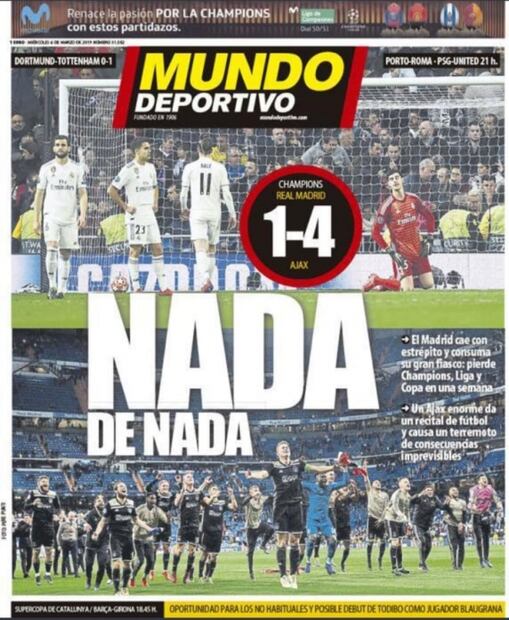 Prensa española destroza el fracaso del Real Madrid