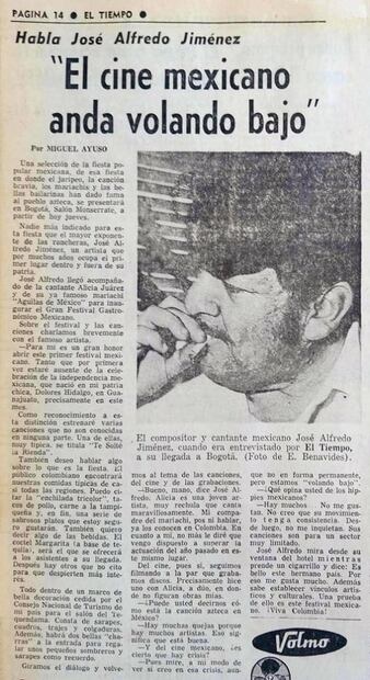 La canción que José Alfredo escribió para Colombia